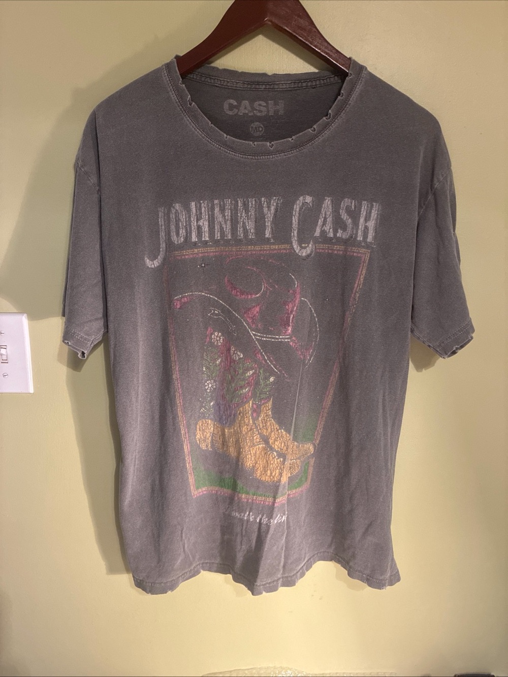 Ash Gray Johnny Cash Graphic Short-Sleeve Tee